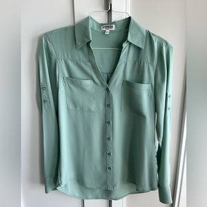 Express Mint button down blouse-Small